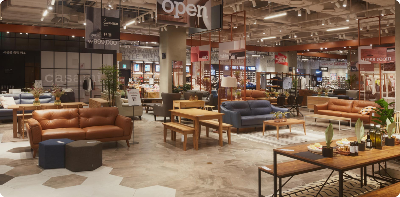 신세계 팩토리 스토어 쇼파매장 모습