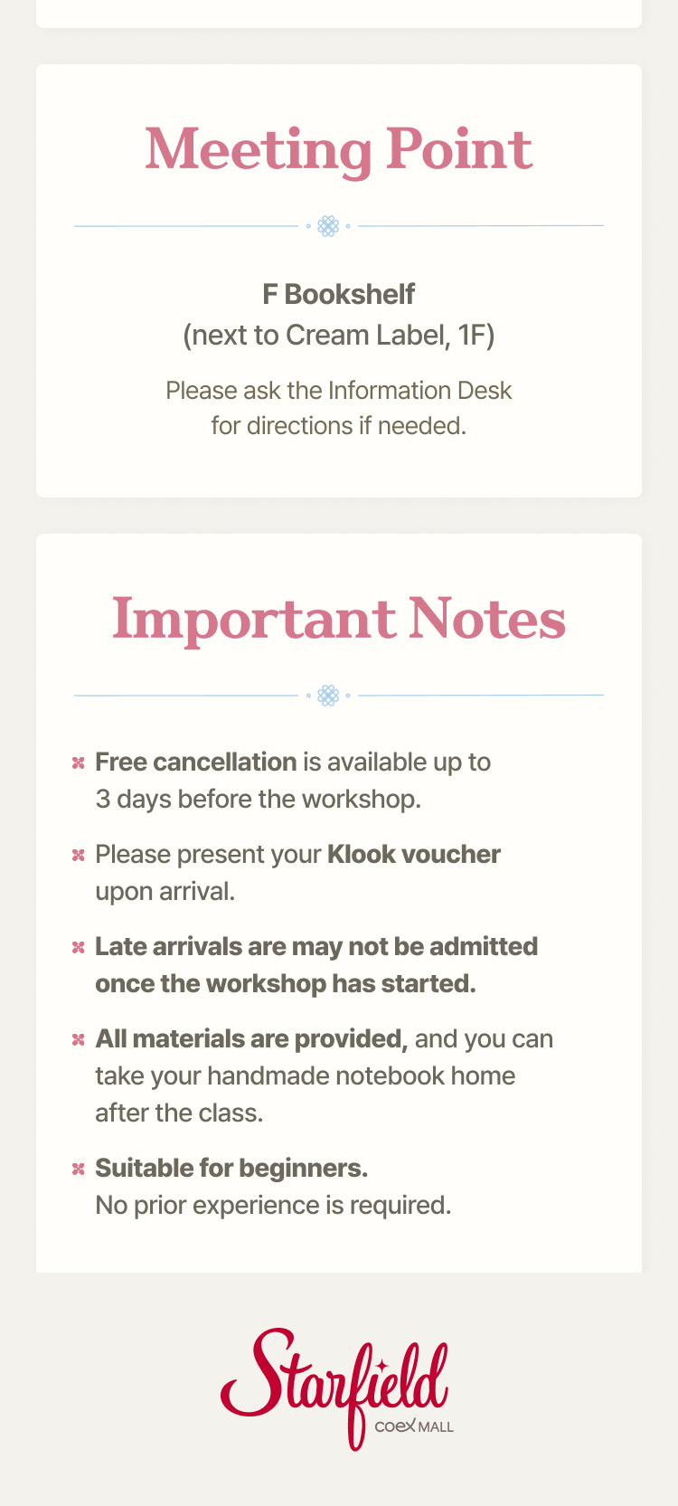 Meeting Point & Important Notes